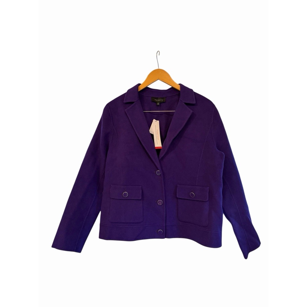 NWT Talbots Purple DOUBLE‎ FACE WOOL BLEND CROPPED JACKET BLAZER 16